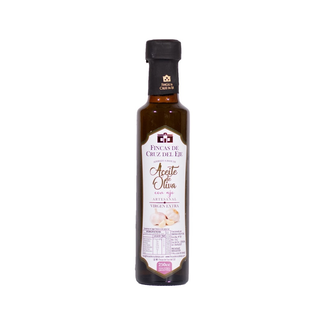 Aceite de oliva  saborizado con ajo - Envase de vidrio de 250cc