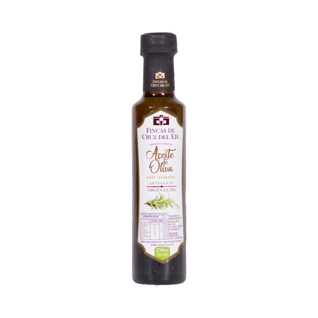 Aceite de oliva  saborizado con romero - Envase de vidrio de 250cc